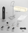 Image of Rechargeable Handheld Milk Frother with stand, USB C charge, 3 speeds, 3 heads, and travel case included.