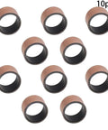 10 Pack Heavy Duty Sleeve Bearings With 10 mm Bore 12 mm Outside Diameter And 8 mm Length Bronze Sintered Oilless Bushings displayed in a group.