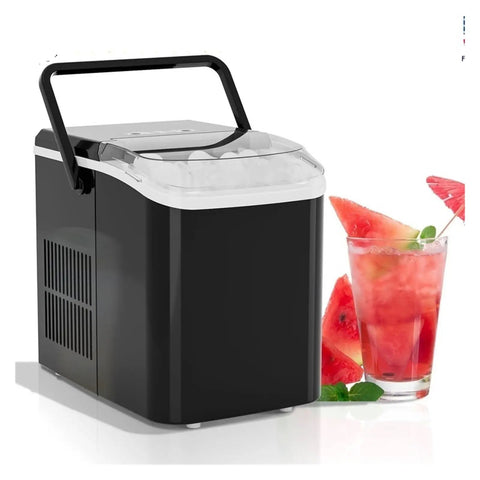 Portable Ice Maker Makes 26.5 Pounds Of Fresh Bullet Ice Daily With Zero Effort Self Cleaning Mode Compact Footprint with drink
