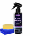Car Plastic Restorer With Ceramic Coating For Black Trim Quick Revival For Faded Rubber And Vinyl Buff To Shine Restores Flexibility And UV Protection Long Lasting Gloss Easy Apply 5oz 150ml bottle with sponge and cloth