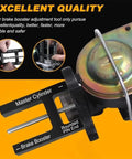 Pro Grade Brake Booster Push Rod Adjustment Tool With Magnet, Vehicle Pedal Length Gauge For Precise Master Cylinder Tuning, Durable Alloy Construction, Universal Fit For SUV Truck Auto Repair showing master cylinder and brake booster use