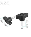 Heavy Duty Clamping Handle Knobs M6x20mm Three Pack With Metal T Shape Grip, dimensions labeled, for industrial use