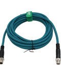 M12 Ethernet Cat7e Cable 8 Pin X Coded Male to Male shown in 25m coiled view for Cognex Basler Baumer Keyence Sensor Camera