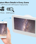 Person using smartphone to capture image from 4K Telescope Eyepiece Camera With 5 Inch HD Display, 5X Digital Zoom, And 3840x2160 Video Capture.