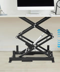 Rock Solid Electric Scissor Lift Table Delivers Smooth Hydraulic Lifts That Raise Workstations Easy Peasy Handles Up To 140 Pounds Without Breaking A Sweat, showing hydraulic mechanism.