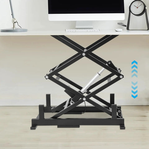 Rock Solid Electric Scissor Lift Table Delivers Smooth Hydraulic Lifts That Raise Workstations Easy Peasy Handles Up To 140 Pounds Without Breaking A Sweat, showing hydraulic mechanism.
