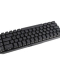 Clutch Compact Wired Mechanical Keyboard With Loud Blue Switches And Custom Rgb Backlight For Pro Gaming And Fast Typing Designed As A Sick 68 Key Usb Device Built To Last Forever, top view showing sleek black keys.