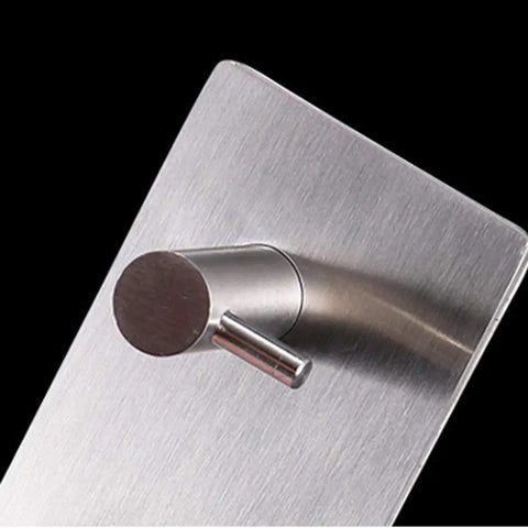 Close-up of Heavy Duty Adhesive Wall Hooks That Are A Total Game Changer For Bathroom And Kitchen Organization Rust Proof Metal Hangers.