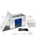30L Ultrasonic Cleaner With 600W Power And 40KHZ Frequency For Deep Engine Parts Auto Component PCB Piston Oil Rust Removal Machine, stainless steel body.