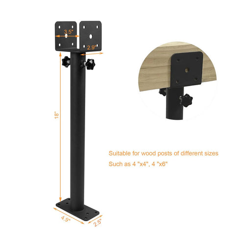 Adjustable Roof Riser Brackets for Pergola Roof Mounts and Beam Brackets, Tough As Nails Three And One Half Inch Saddle Black, 0 to 180 Degree Angle, Rotating Horizontal Support Pole, All Weather Outdoor Pergola Hardware