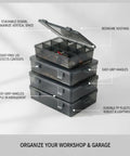 Stackable Storage Bin With Lid For Small Hardware Like Screws Nuts Bolts And Fasteners Compact Plastic Organizer