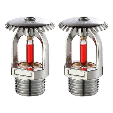 Kick Ass Brass Fire Sprinkler Heads 5 Pack 155F Upright Design with red glass bulb for fast NPT install and water distribution.