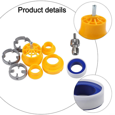 Belnotelt Pvc Pipe Threader Kit For 4 And 6 Point Ppr Water Pipes With Electric Drill Attachment internal components including yellow and metal parts.