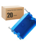 20 Pack 18 Cu In PVC Electrical Outlet Boxes Single Gang New Work Junction Box Switch Box for Residential and Commercial Use Blue DIY Friendly Pro Grade Durable Plastic Wall Box with Easy Install and Safe Wiring, blue old work outlet box with screws