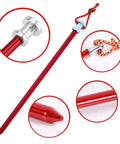 Close-up of 9 Inch Tent Stakes Set Lightweight Aluminum Alloy Ground Pegs for Outdoor Camping and Hiking, showing details and red finish.