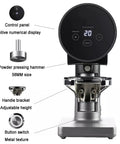 Automatic 58mm Electric Coffee Tamper With Height Adjustable Stand and Rock Solid Precision Press for Smooth Espresso Pulls, showing controls.