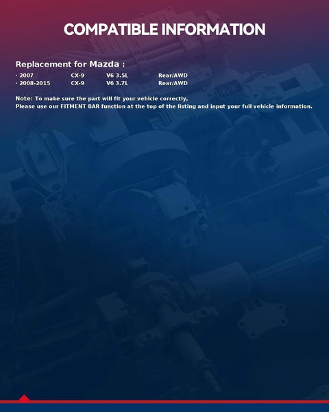Rear Wheel Bearing Hub Assembly 512449 For Mazda CX-9 2007-2015 compatibility information displayed on a blue background.