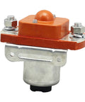 Heavy Duty Contactor Solenoid Built Tough DC 72 Volt 600 Amp Switch For Golf Cart showing orange top and metal base.