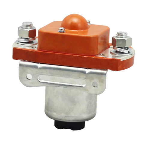Heavy Duty Contactor Solenoid Built Tough DC 72 Volt 600 Amp Switch For Golf Cart showing orange top and metal base.