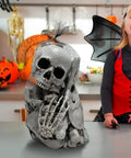 Realistic Skeleton Bones 28 Piece Halloween Prop Set For Creepy Graveyard And Haunted House Decor with skull and hands in net