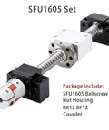 Hella Accurate C5 SFU1605 Ballscrew Kit Featuring Heavy Duty End Machined Components And Dual Nut Housing In Classic BK BF Blocks For 1500mm Pro 3D Printer Full Build Upgrade, showcasing the SFU1605 assembly.