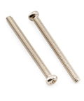 Heavy Duty Stainless Steel Humbucker Pickup Screws With Nickel Finish Twenty Pack showing pan head Phillips screws side view.