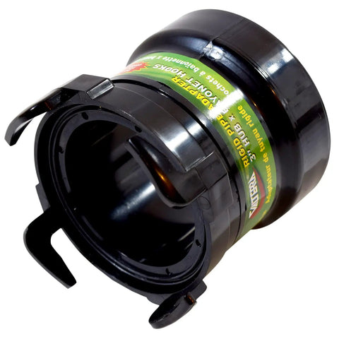 Rotating Rigid Pipe RV Waste Outlet Adapter 3 Inch Hub To Bayonet Hooks Black For Easy Connection And Quick Alignment