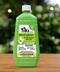 Clean Burn Mosquito Repellent Torch Fuel For Outdoor Use Easy Pour One Quarter Gallon 32 Oz Smokeless Low Soot Citronella Plant Based Formula Works With All Torches Patio Garden Backyard green bottle on wooden surface