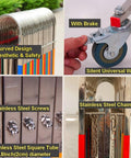 Built Different Retractable Barricade And Expandable Stainless Steel Safety Gate Roll Right Out For Garage Parking Lots And Crowd Control With Zero Hassle Flex And Smart Traffic Routing. Close-up of stainless steel components and wheels.