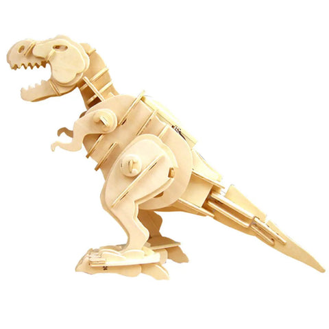 Build-It-Yourself 3D Wooden T-Rex Puzzle That Walks On Two Feet Roars And Detects Claps With A Motor And Speaker Includes Wood Sheets For A Realistic Dino Build For Kids And Dino Fans. side view
