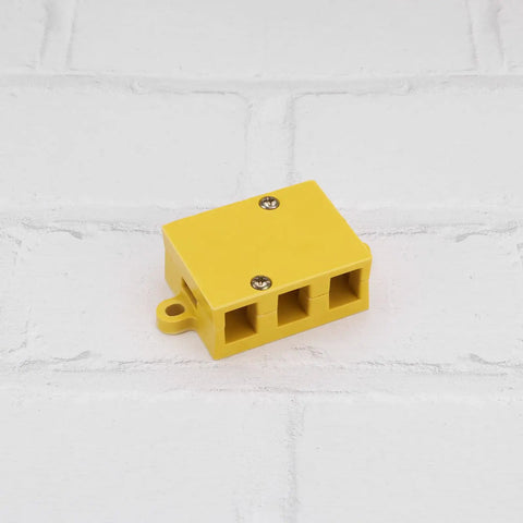 3 Pole High Current Electric Bicycle Motor Cable Connector Block Bakelite Insulated Wire Connection Box For E Bike Controller Phase Wires And Motor Lead Connections Built For Tough Wiring, yellow housing, 60x46x25mm