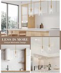 FONTA VERDE Pendant Light, Brushed Gold Pendant Light for Kitchen Island, height-adjustable fixtures in modern kitchen designs.