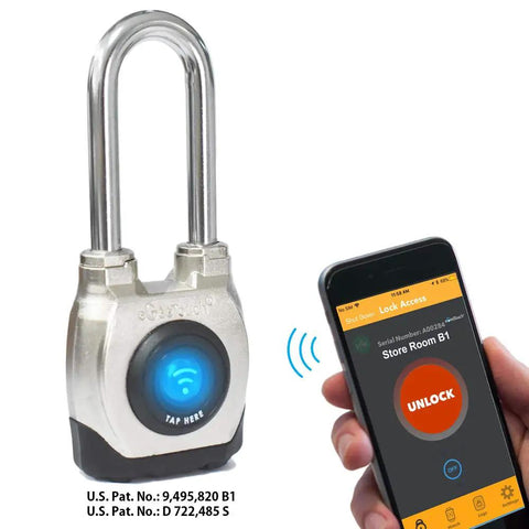 4th Gen Smart Padlock With Bluetooth And NFC Fob Weatherproof Tough As Nails Rugged Lock For Commercial Use Long Shackle IP45