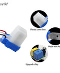 2 Pack 12V AC DC Auto On Off Photocell Light Switches Dusk To Dawn Sensor detail view with plastic cover, metal hanging, and chip