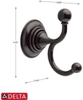 Providence Double Towel Hook In Venetian Bronze With SpotShield Technology, 4.10 x 2.43 x 3.66 inches, wall-mounted bathroom hardware.