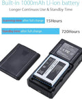 Back view of Grab And Go Portable Bluetooth Barcode Scanner With 3 In 1 Connection USB Wired 2.4G Wireless And Bluetooth, showing battery specs.