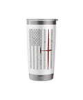 Airplane Pilot American Flag Design Stainless Steel Insulated Tumbler With Dual Wall Keeps Drinks Hot Or Cold Leak Proof Clear Slider Lid BPA Free White Finish