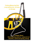 Distance Measuring Wheel Ergonomic Folding Design with Digital Display showing yellow wheel and foldable stand details.