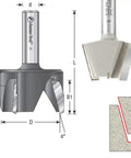 Shop Tough 2 Piece Carbide Tipped Solid Surface Tapered Plug Cutter Repair Router Bit Set With 15 Degree Angle And 1 3/4 Inch Depth displayed in detailed diagram.