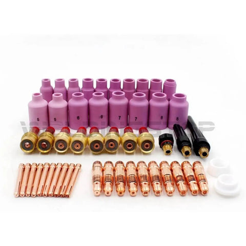 Awesome TIG Welding Consumables Kit Fits WP 17 18 26 Series Torch with various nozzles, collets, and accessories.