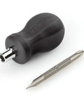 3-In-1 Stubby Multi-Bit Driver With Phillips And Slotted Bits, 1 Quarter Inch Shank 1 Nut Driver Bit Tube on white background