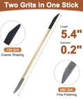 Image of 60Pcs Pen Style Sanding Sticks Double End 120 280 Grit For Plastic Models And Wood showing length, diameter, and grits.