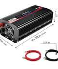 Heavy Duty 1500 Watt Power Inverter Straight Up Converts 12 V To 110 V AC For Cars Trucks And Rv Built Tough, 1500W model with dual AC outlets.