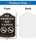 Straight Up No Smoking Or Vaping Sign Top Shelf 12X8 Inch Heavy Duty Rust Free Aluminum Board weatherproof plaque front and back view.