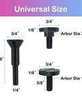 Crossarctic cut-off wheel mounting mandrel holder set, 3-pack with 3/8 in and 1/4 in arbors and 1/4 in shaft, black metal