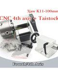 Tough As Nails Cnc Fourth Axis Rotary Table With K11 Three Jaw Chuck And Mt2 Tailstock, featuring components for precision work.