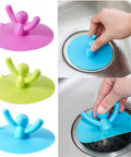 Shape Floor Drain Plug, Shower Bathtub Drain Covers, Green, showing colorful designs and installation in a sink.