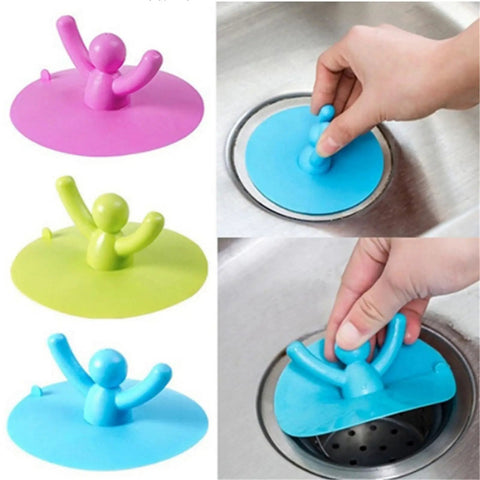 Shape Floor Drain Plug, Shower Bathtub Drain Covers, Green, showing colorful designs and installation in a sink.