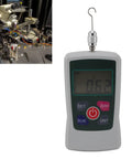 Pro Grade 50N Push Pull Digital Force Tester Meter with Built-In Sensor, Compact Portable Force Gauge for Precise Tension and Compression Testing, Durable Handheld Digital Force Meter for Lab and Shop, gray handheld gauge with hook
