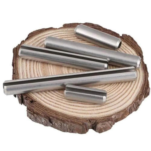 M3x10mm Spring Tension Pins 25Pcs A2 Stainless Steel Roll Pins Split Pins on a wood surface